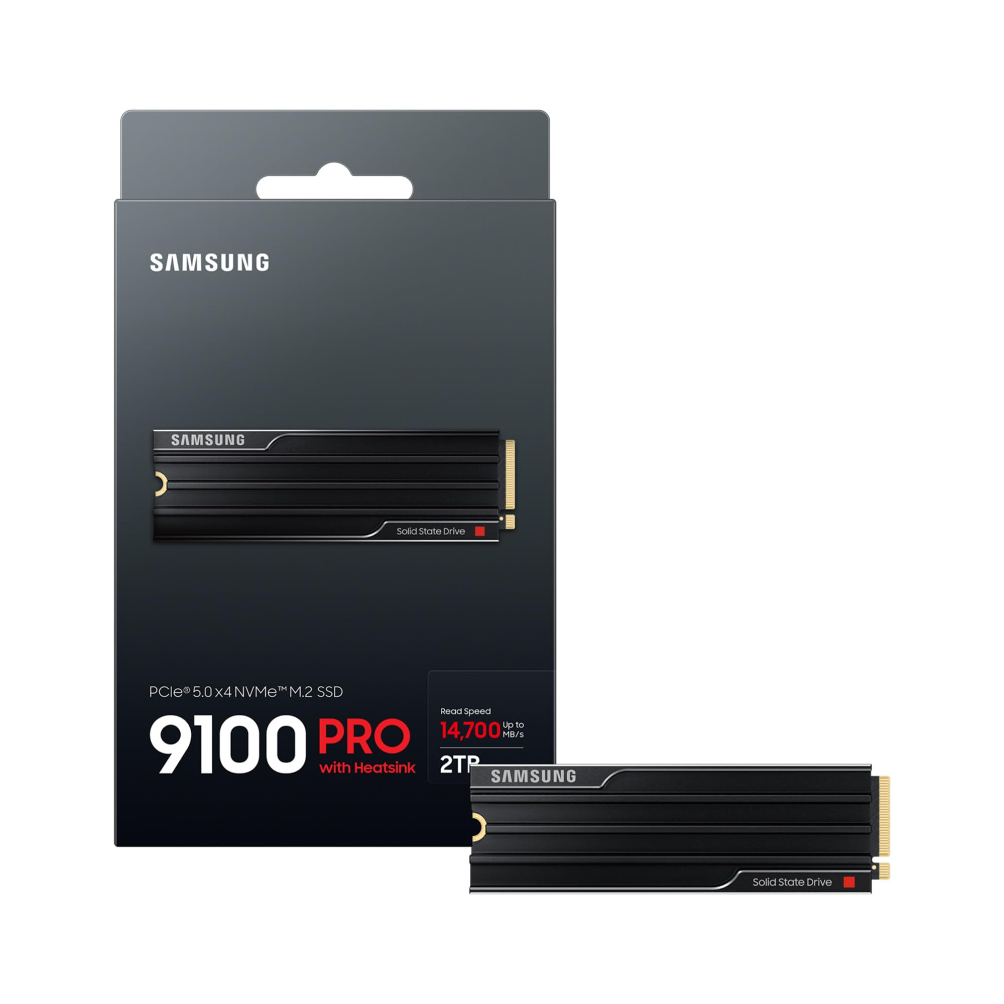 Samsung 9100 PRO Heatsink NVMe M.2 SSD, 2TB, PCIe 5.0, 14,700 MB/s